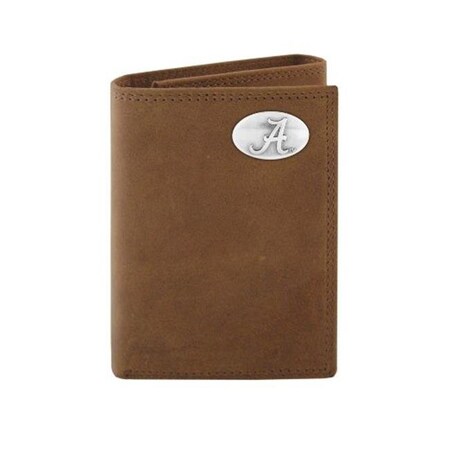 Zep Zep-Pro UAL-IWT2-CRZH-LBR Alabama Crimson Tide Concho Emblem Crazyhorse Leather Tri-Fold Wallet UAL-IWT2-CRZH-LBR